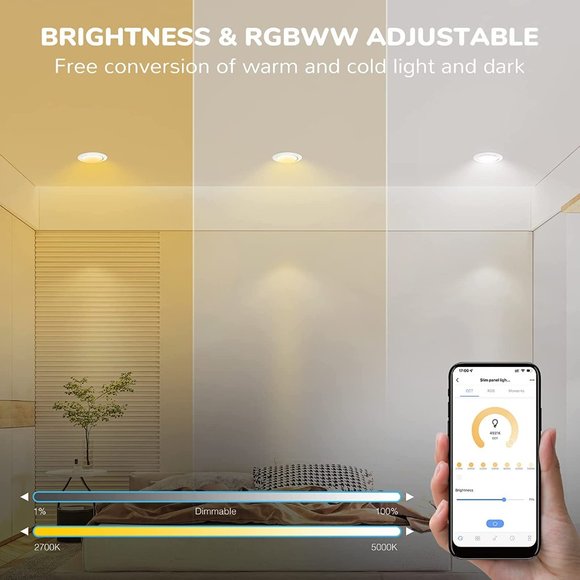 JJC Smart Recessed Lighting 6 Inch,2700K-5000K & RGB Slim Led Recessed - Picture 11 of 11